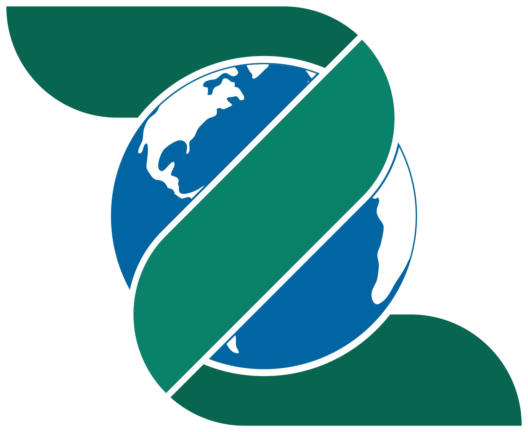 ZipThruImmigration Logo. - blue Earth blanketed by Green - Z