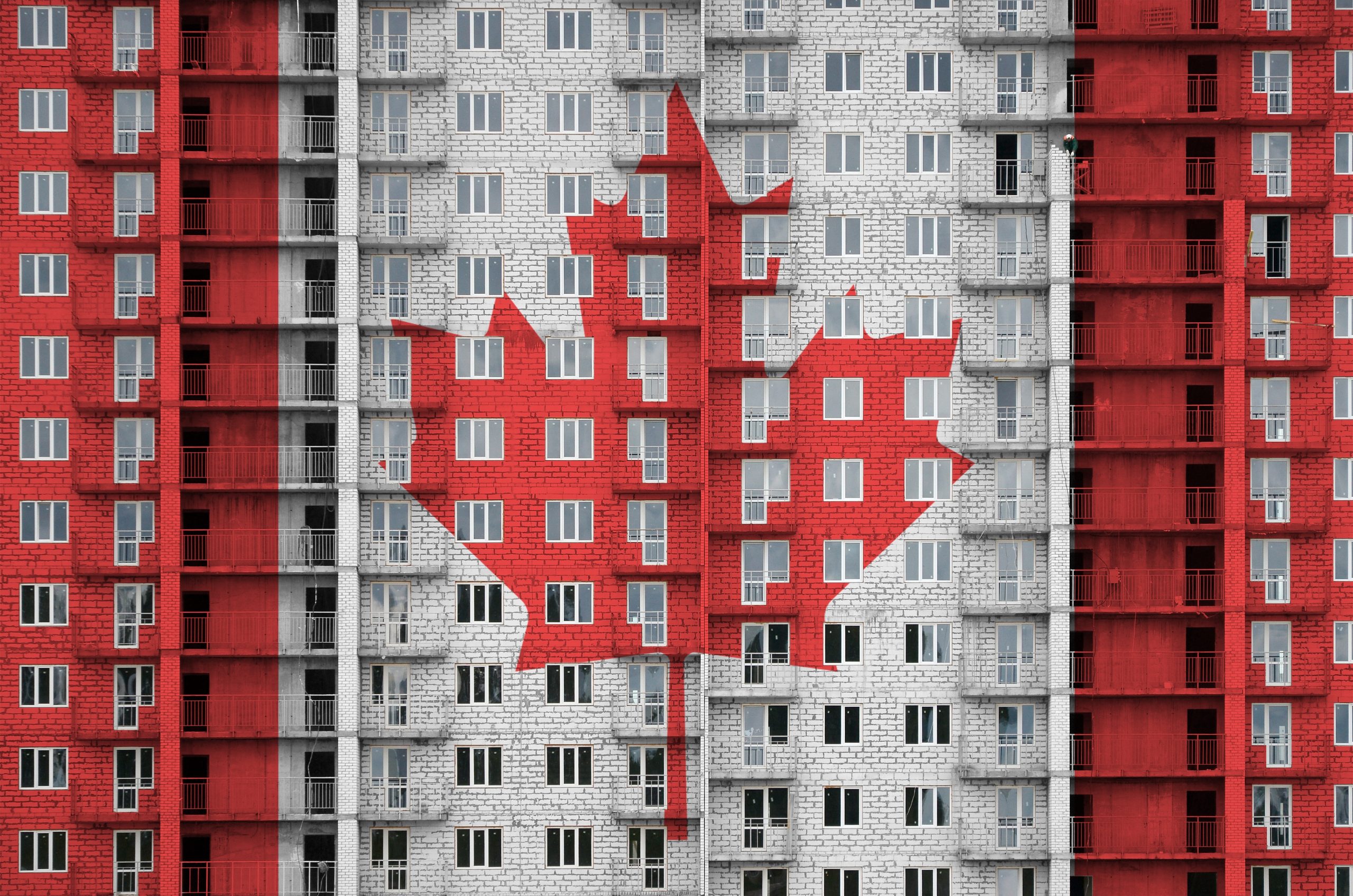 Canada flag painted on apartment building